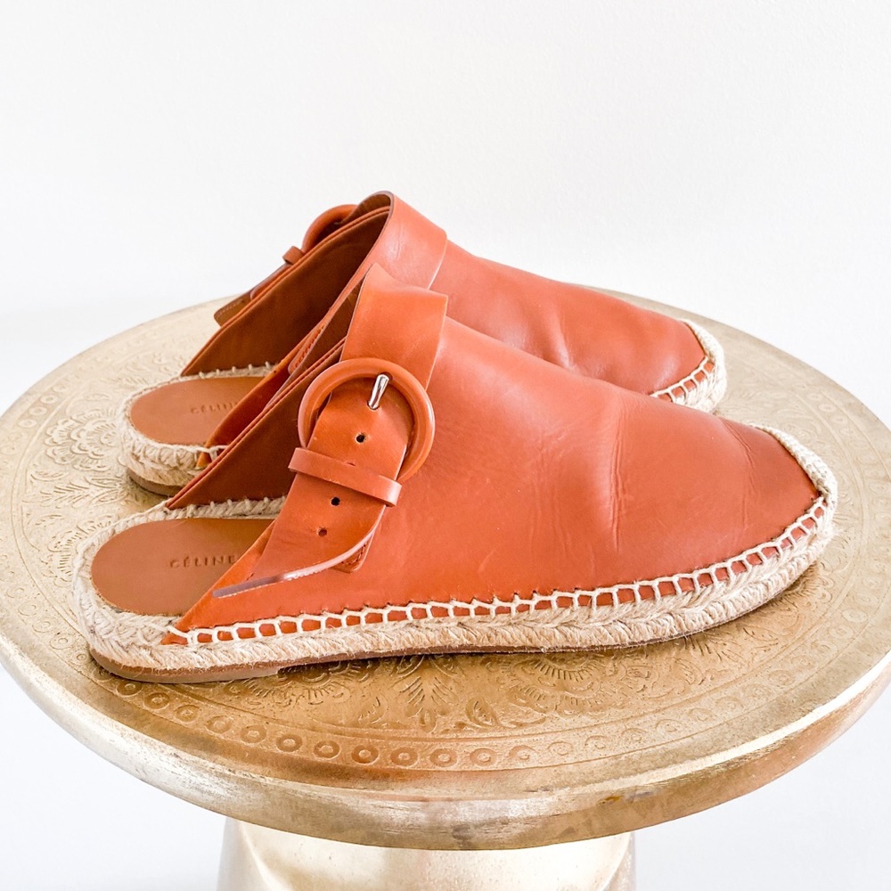 Celine Flat Slingback Tawny Mule Espadrille 37